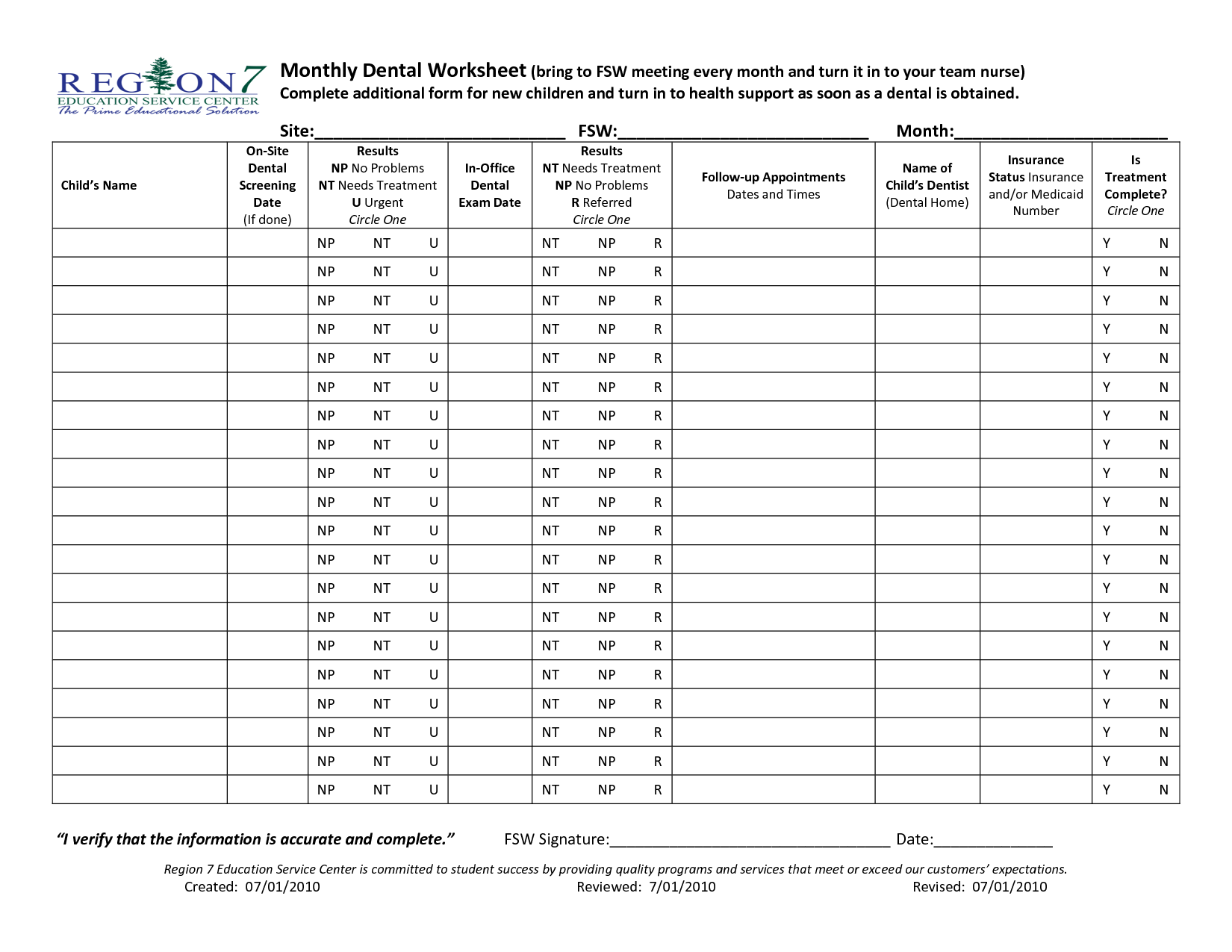 Dental Health Printable Worksheets