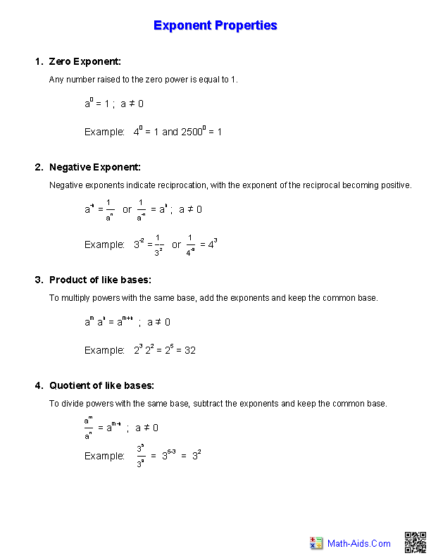 18 Best Images of 8th Grade Exponent Rules Worksheet - Division