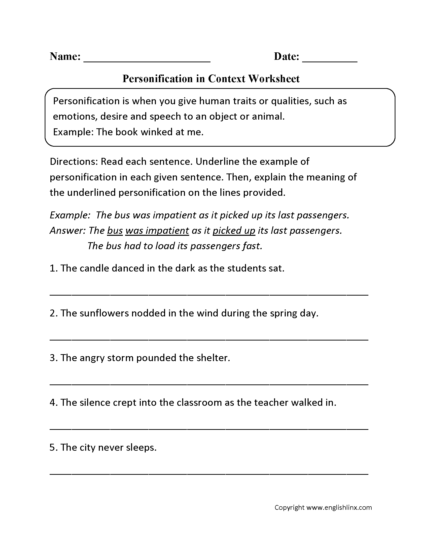 8 Best Images of Simile Metaphor Personification Worksheet - Poems with