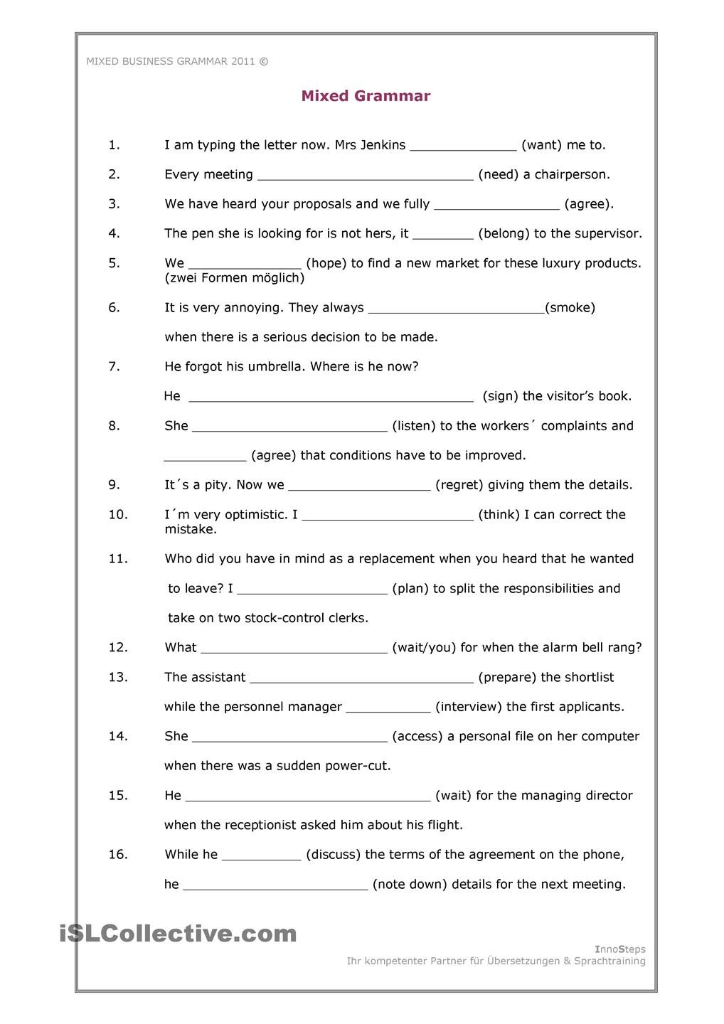 14 Best Images of English Grammar Worksheets Printables ...