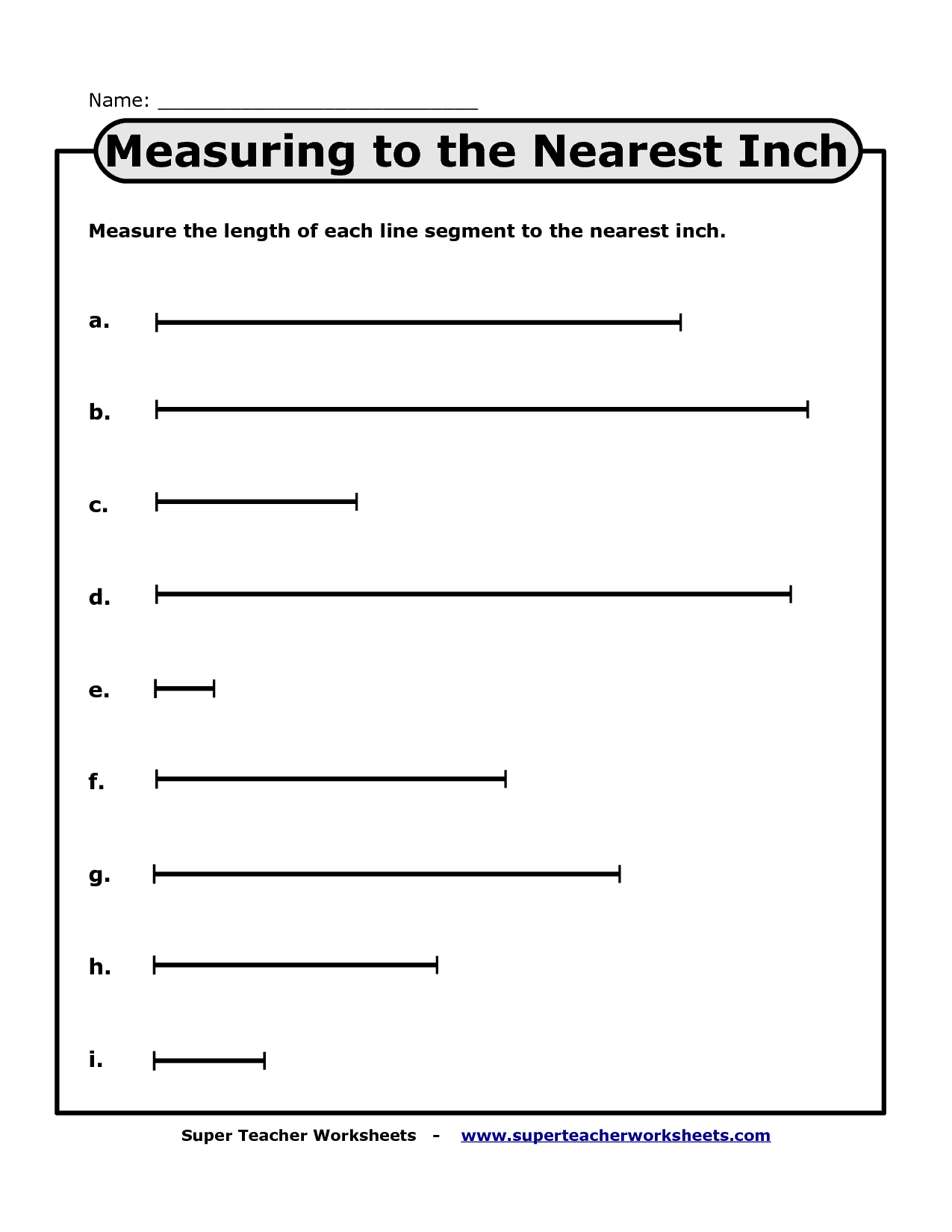 Measuring Inches Worksheets