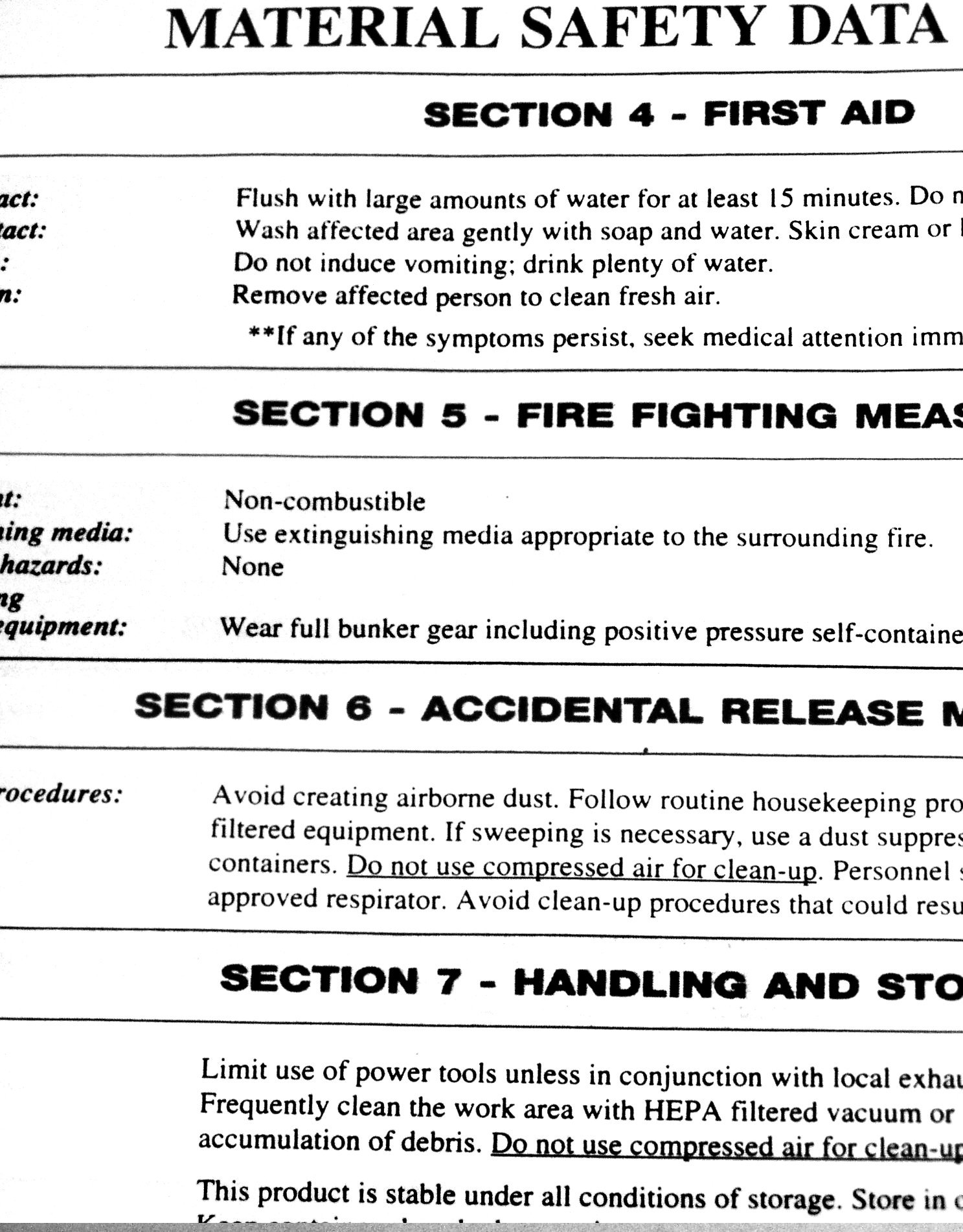 MSDS Material Safety Data Sheet Example