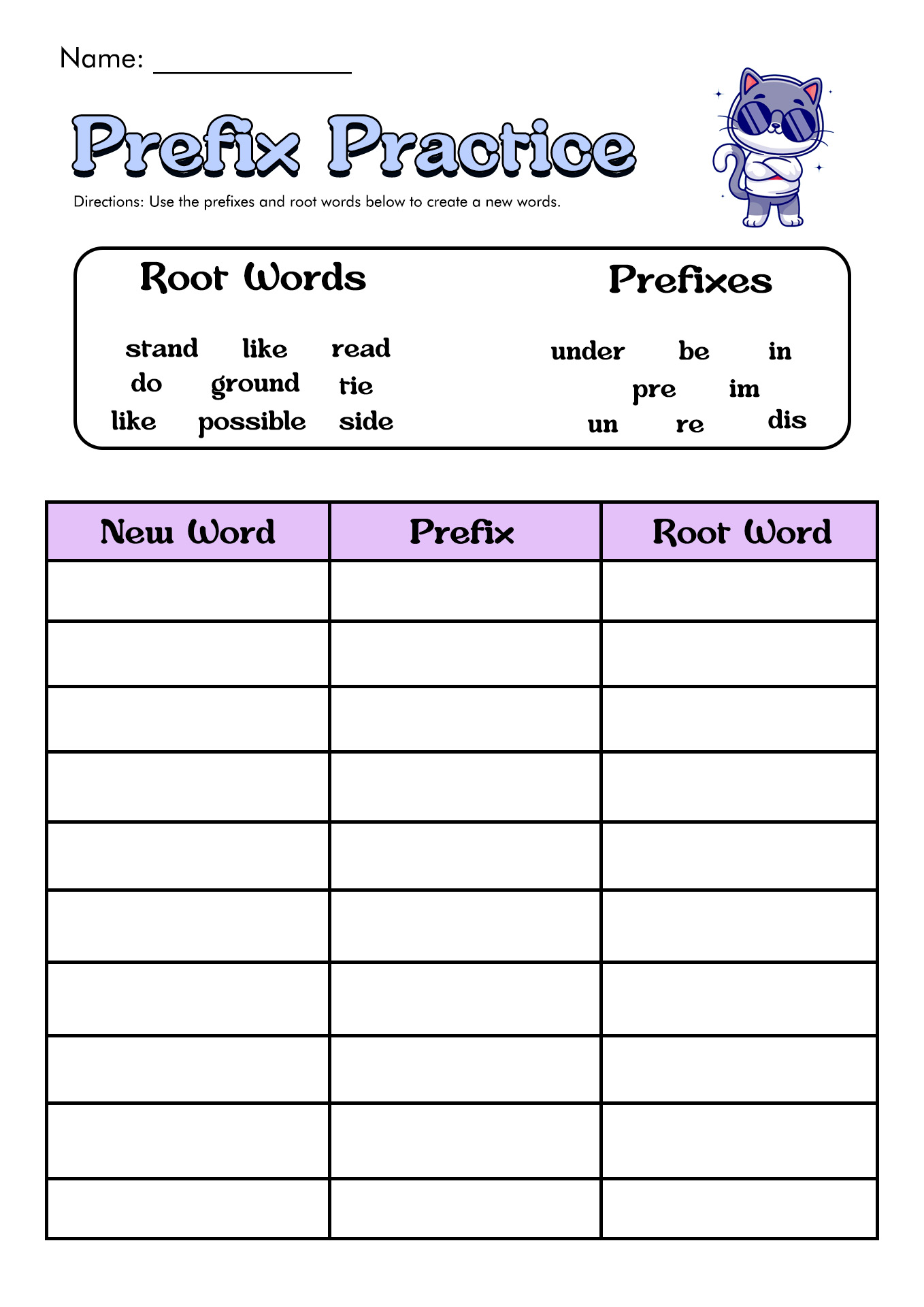 Root Words Prefixes And Suffixes Worksheets