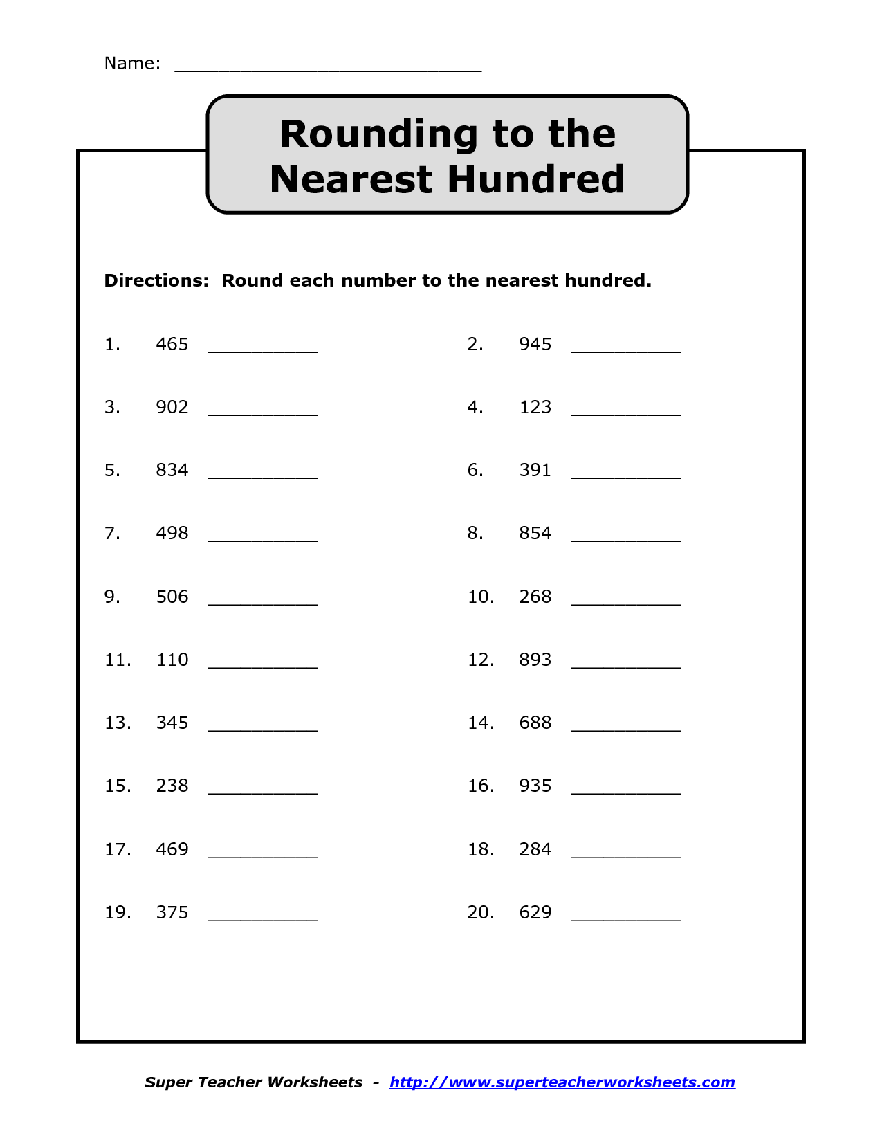 worksheets-on-rounding
