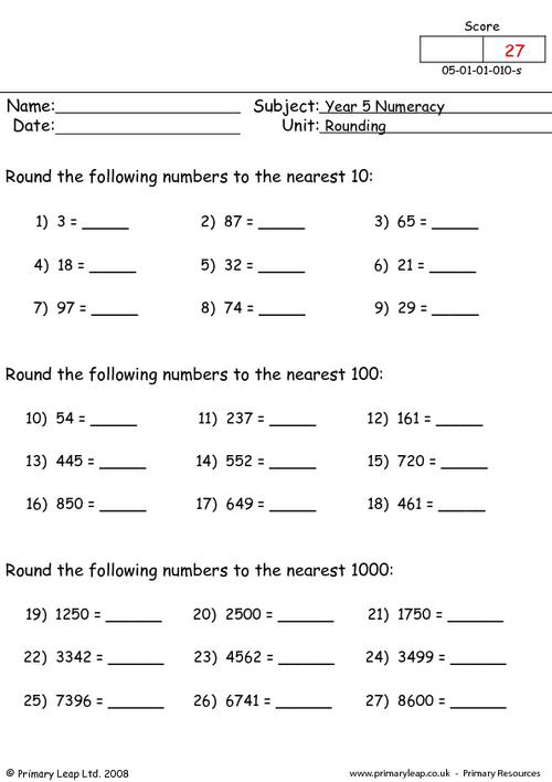 Rounding The Numbers Worksheet