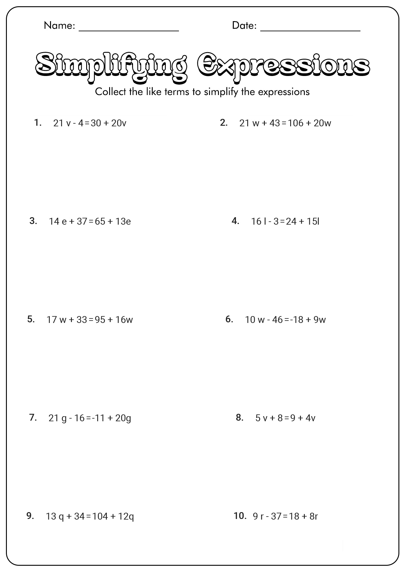 15 Best Images of Distributive Property Worksheets Grade 7 - Easy