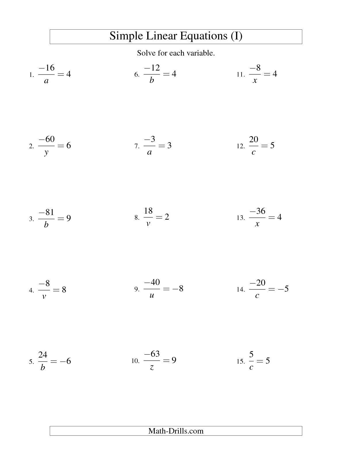 Solving Equations with Inequalities Worksheets