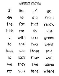 Reading Street Kindergarten Sight Words