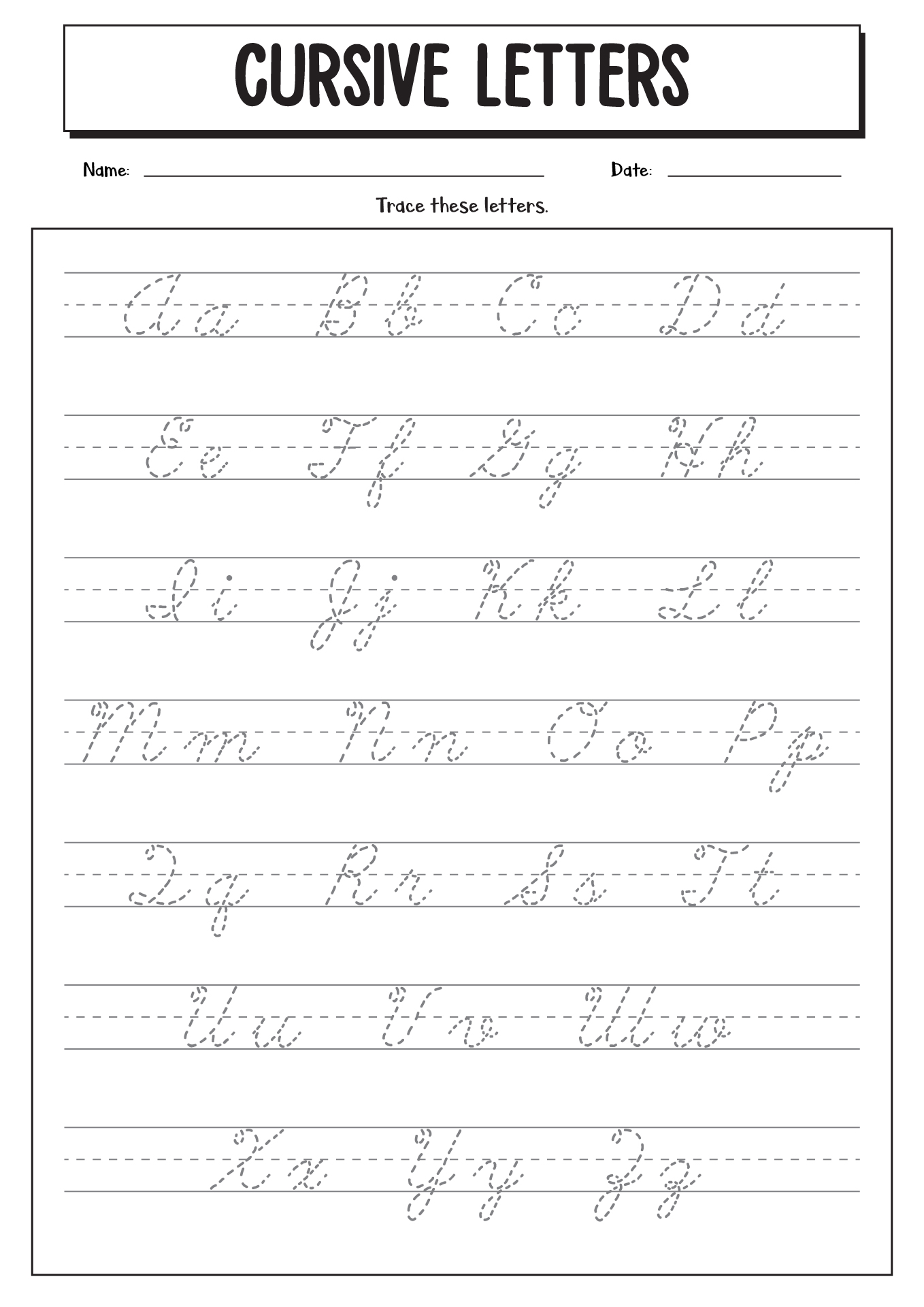 13-pages-cursive-tracing-worksheet-alphabet-cursive-etsy-cursive