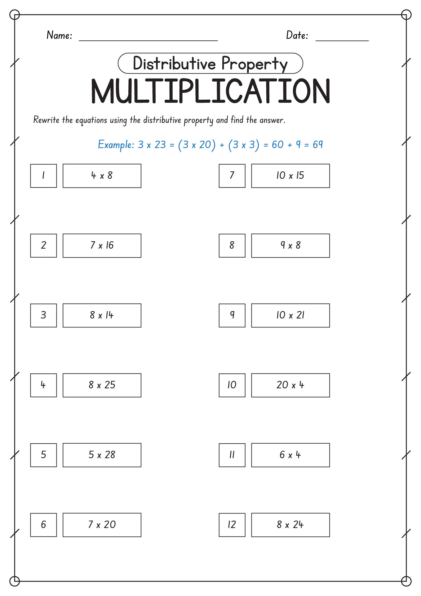 16 Best Images Of 3rd Grade Multiplication Properties Worksheet Distributive Property 