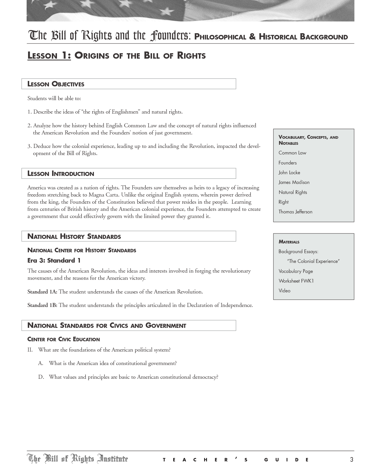 Bill Of Rights Scenario Worksheet