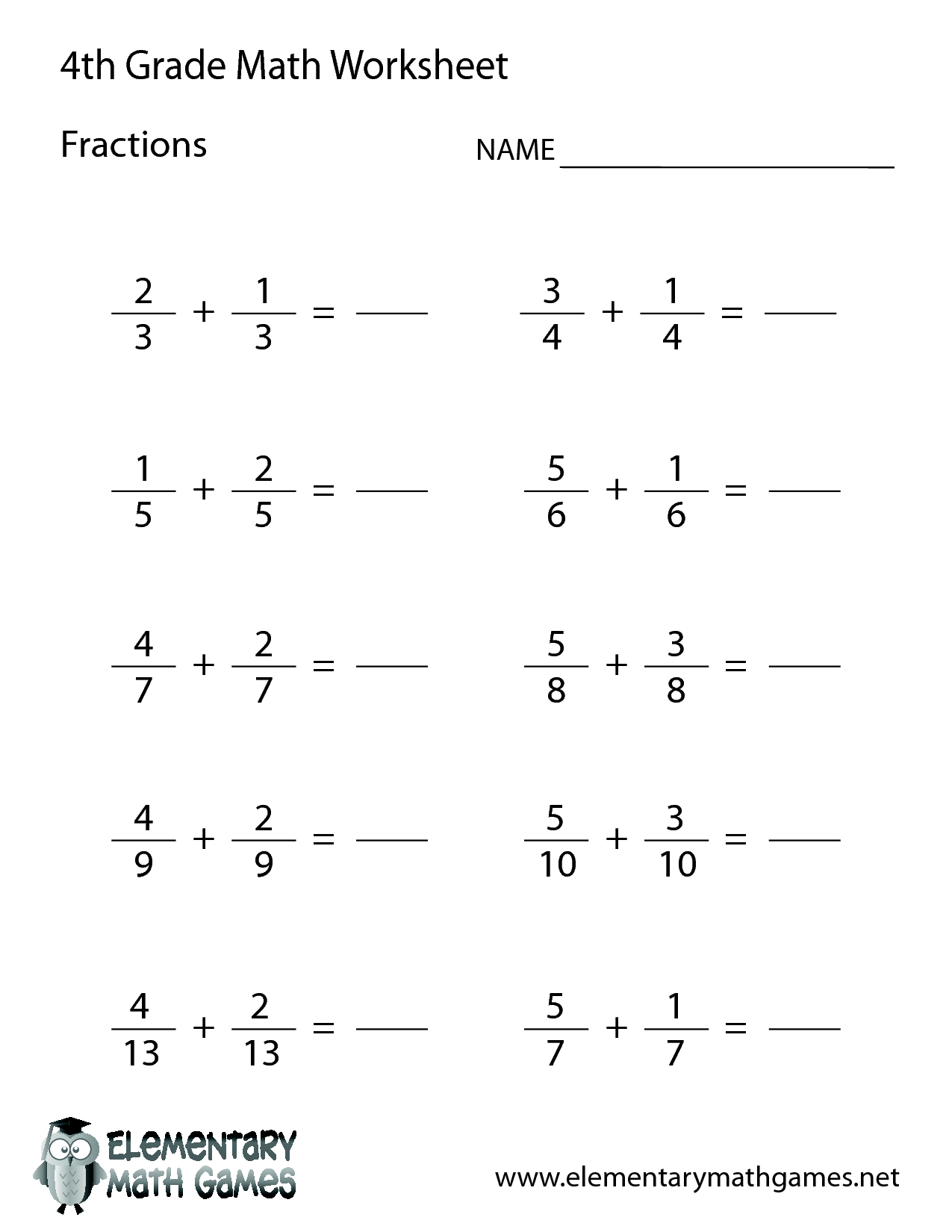  Math Worksheets for 4th Grade