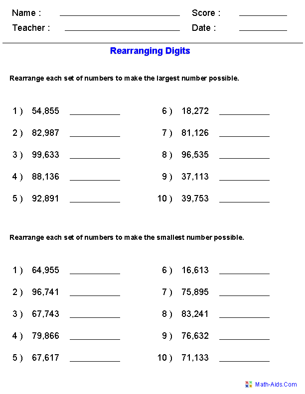 Worksheet Practice Writing Large Numbers