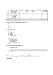 Printable Nutrition Worksheets