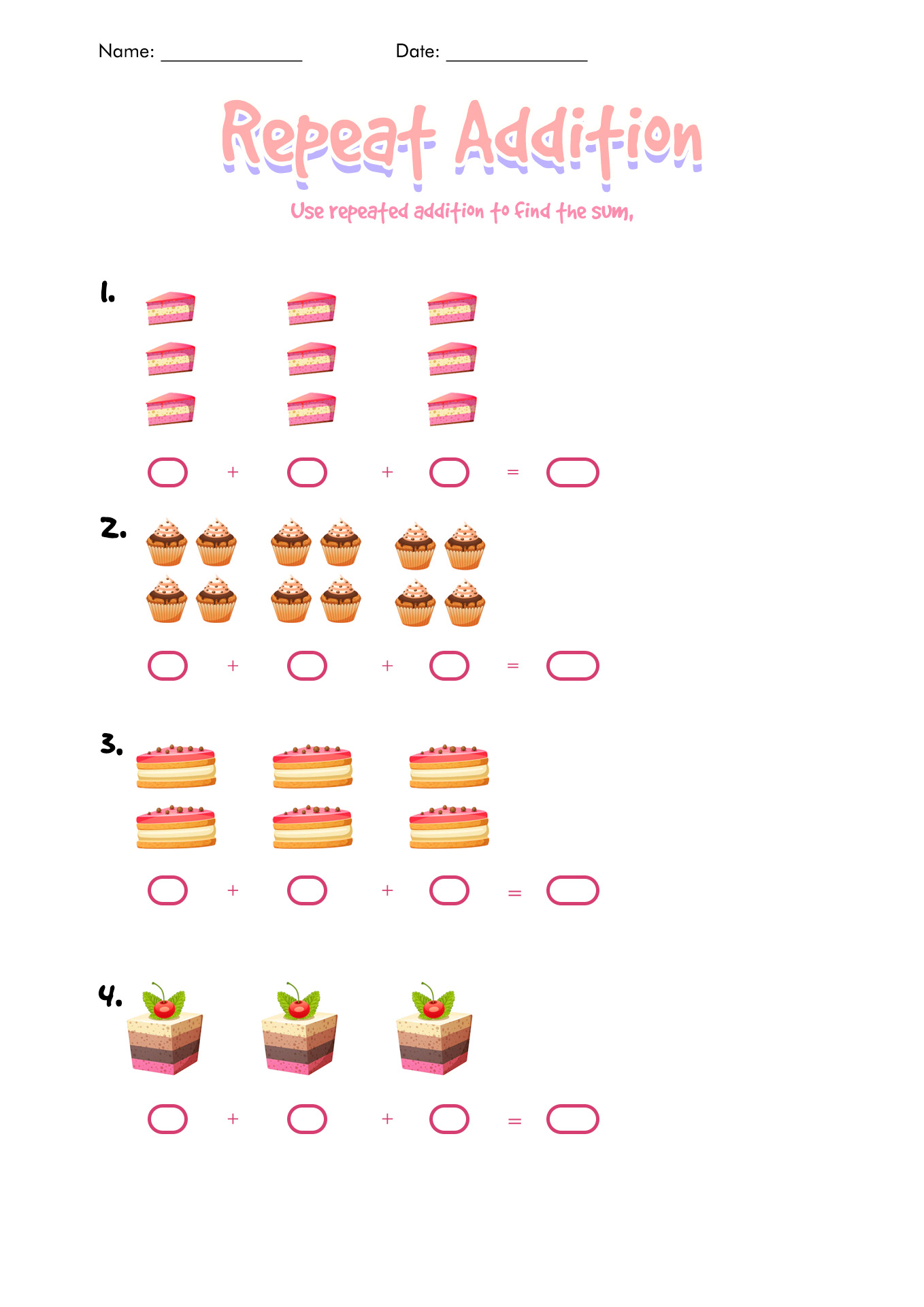 Repeated Addition Worksheets Free Printable