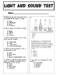 Sound and Light Worksheets 4th Grade