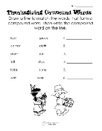 Thanksgiving First Grade Compound Word Worksheet