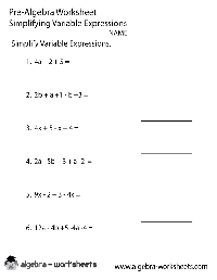 Variable Expressions Algebra Worksheet