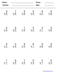 3 Minute Math Drills Multiplication