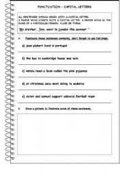 Capital Letters and Punctuation Sentences Worksheet