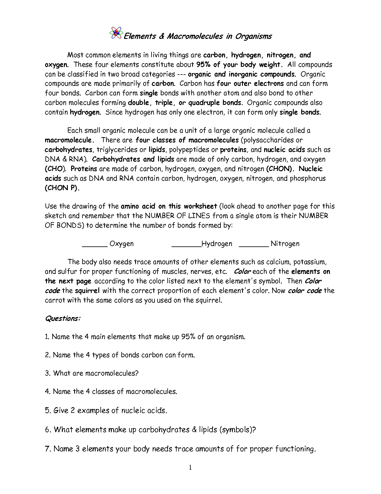 Macromolecules Worksheet 2 Answers