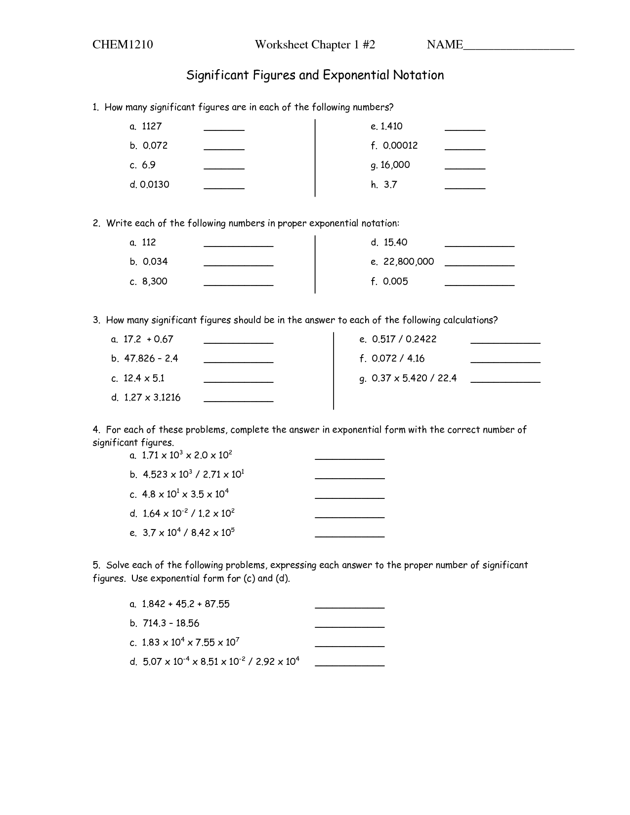 Scientific Notation Worksheet Pdf