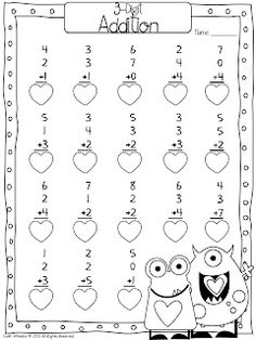 First Grade Valentine Math Worksheets