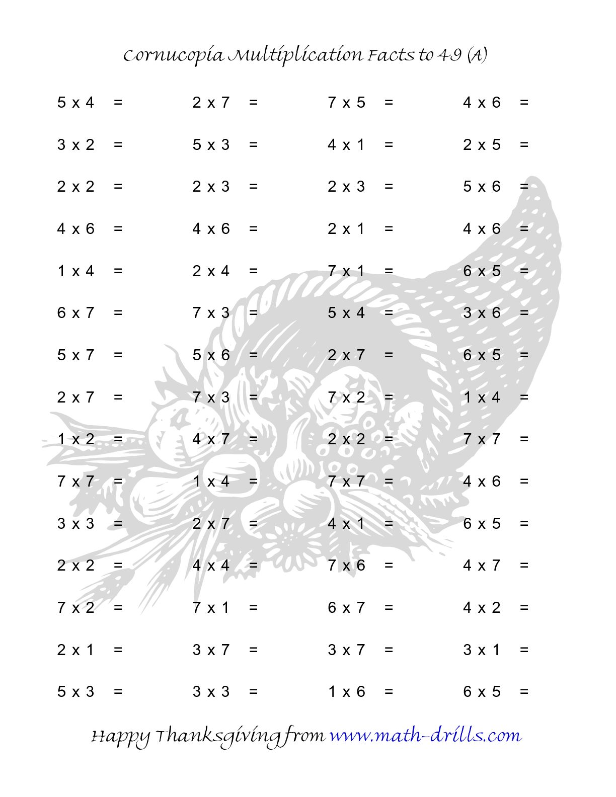 Basic Multiplication Worksheets For Middle School Students