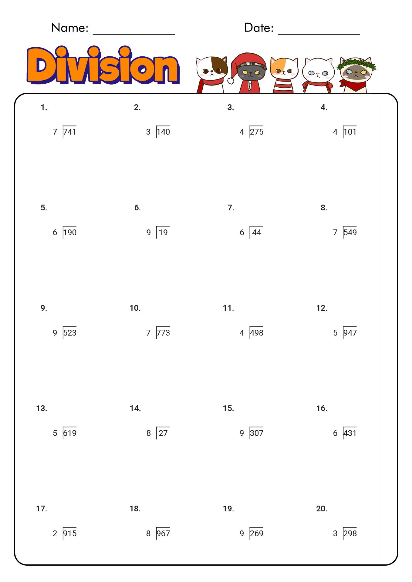 Sixth Grade Math Worksheets Long Division