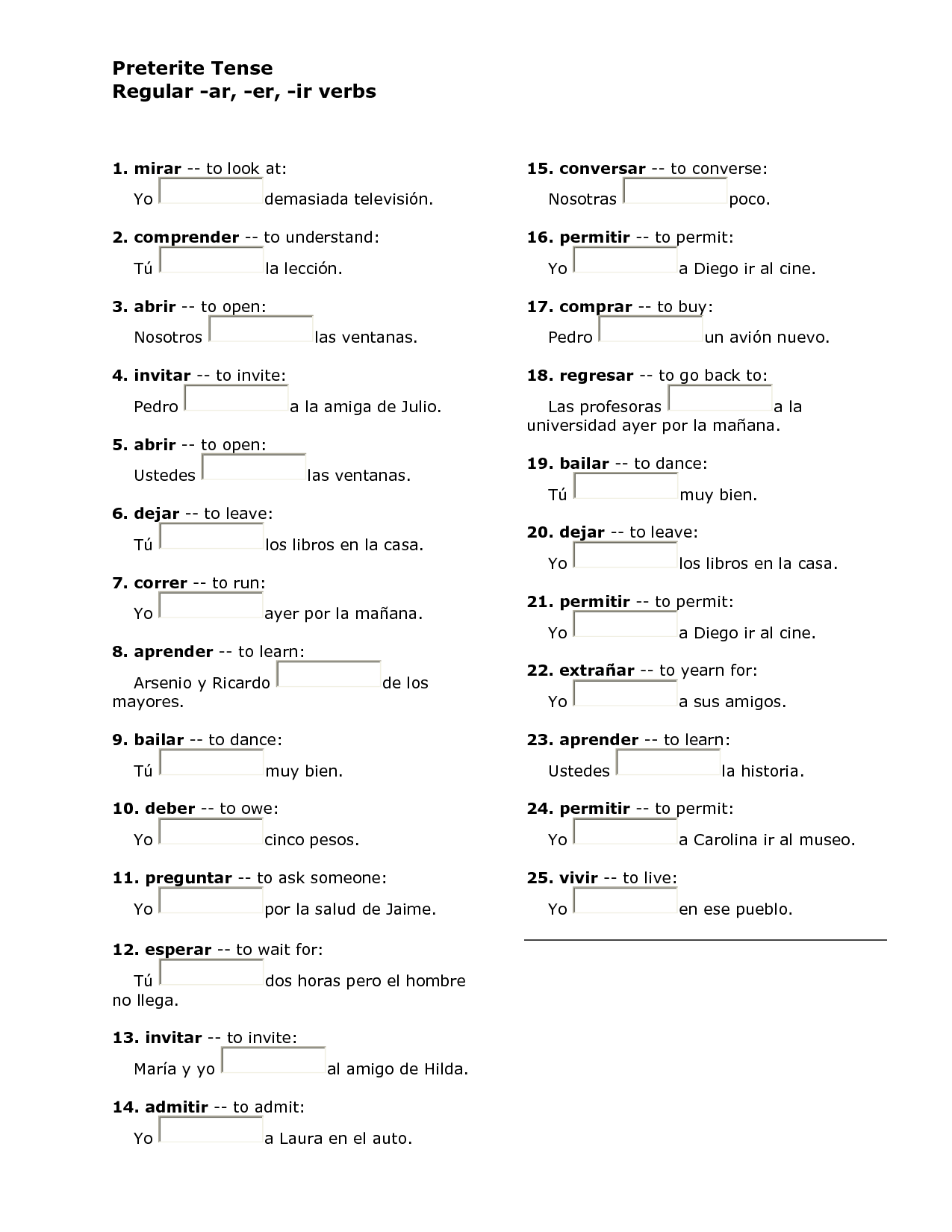 preterite-ar-verbs-worksheet