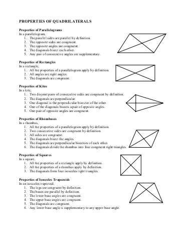 8 Best Images of Properties Of Quadrilaterals Worksheet - Properties of