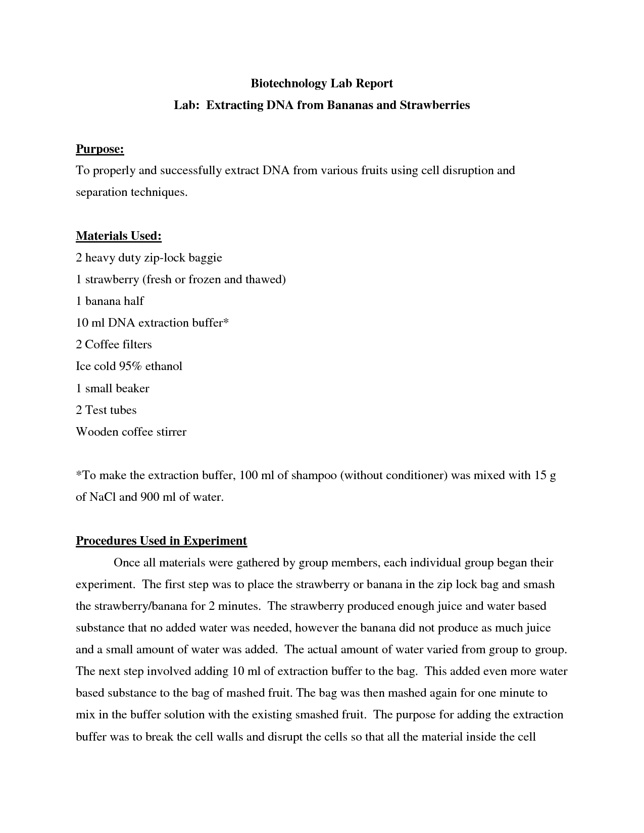 Strawberry dna lab report essay example Strawberry dna lab report essay example image
