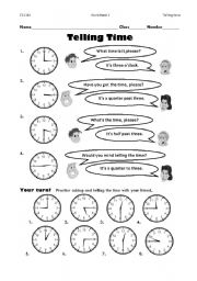 Telling Time Worksheet Printable