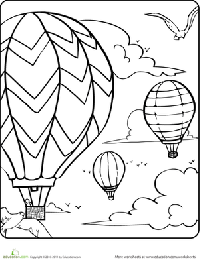 Hot Air Balloon Coloring Page Kindergarten
