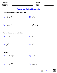 Radical and Rational Exponents Worksheets