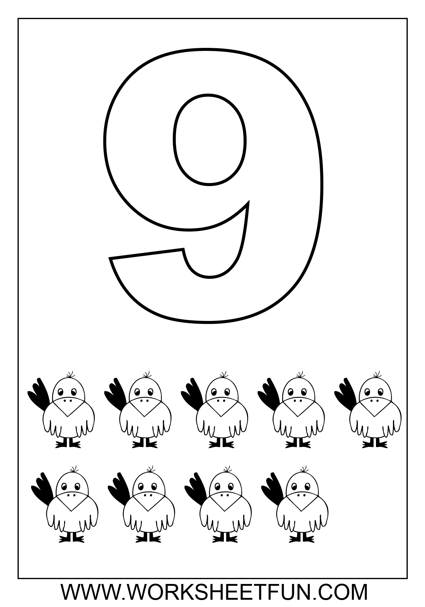 Worksheets Number 9 Coloring Page