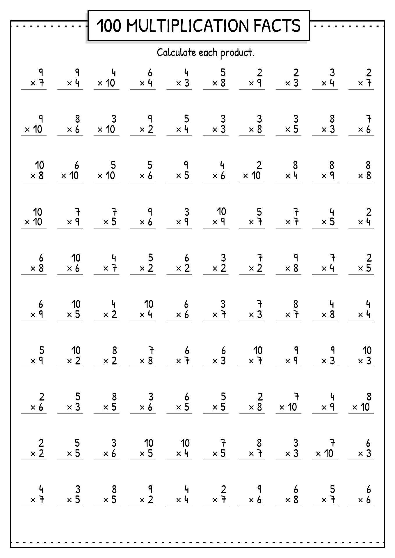 11 Best Images of Multiplication Worksheets 4S - 1 Multiplication