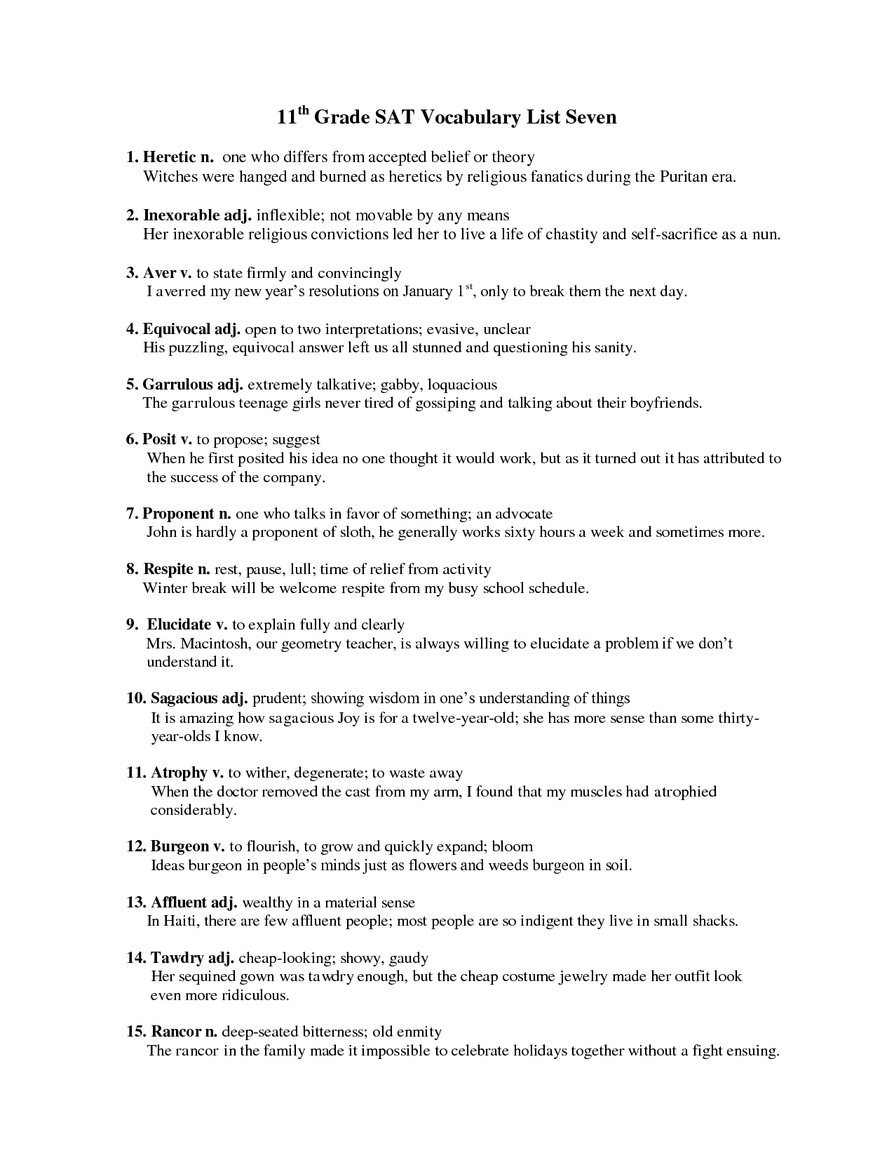 13 Best Images of Sat Vocabulary Worksheets PDF - Printable Vocabulary