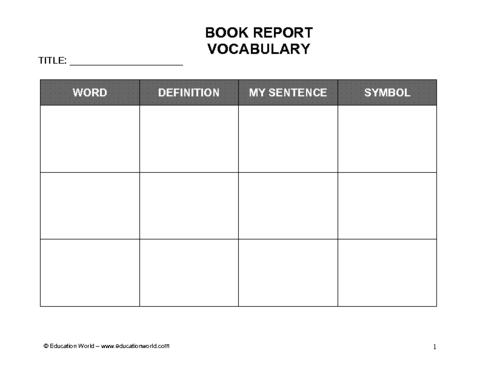 Vocabulary Words Worksheet Template