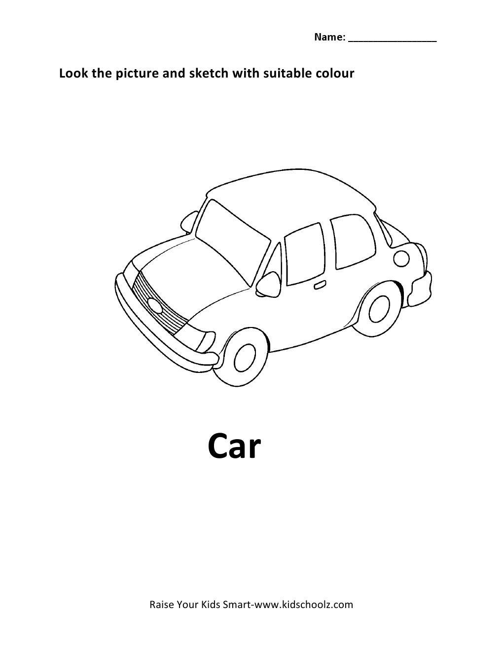 Free Printable Car Worksheets