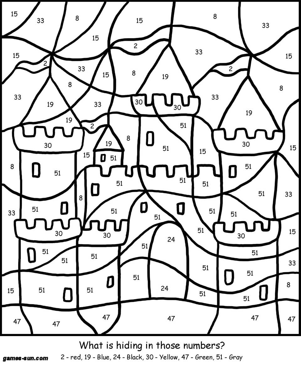 Castle Color by Number Worksheet