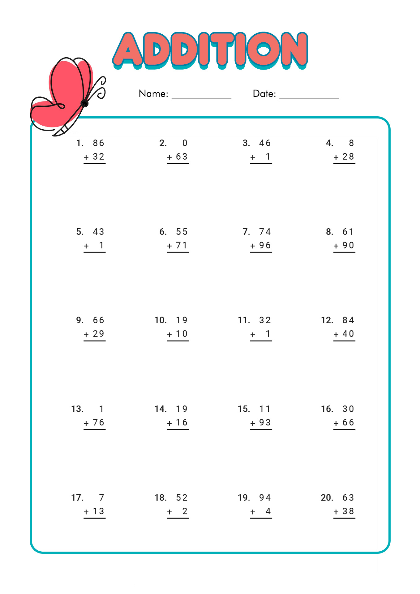 12 Images of For First Grade Addition Worksheets