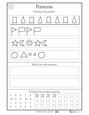 Kindergarten Math Patterns Worksheets