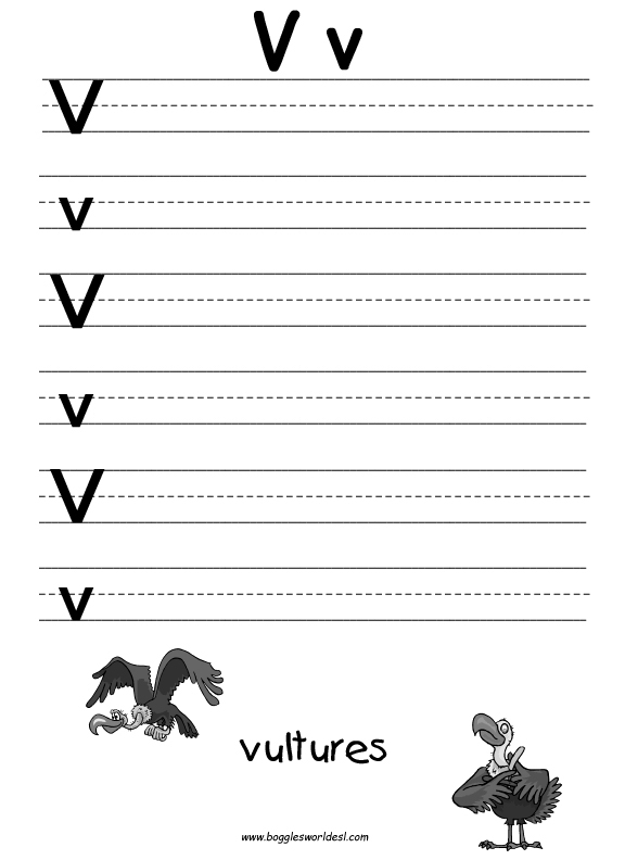Letter V Writing Worksheets