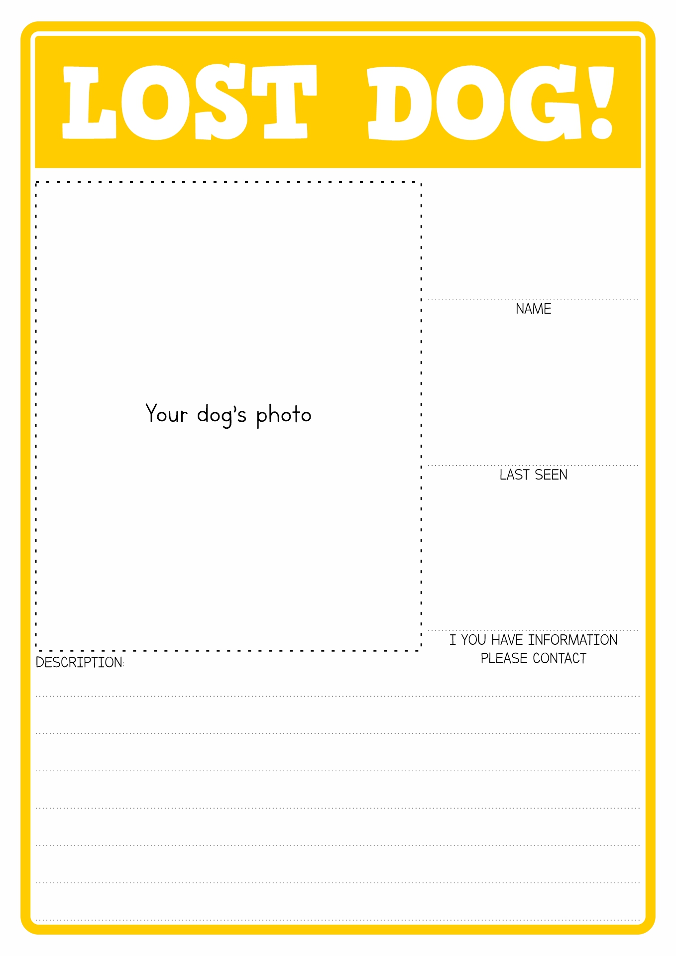 Lost Dog Template Free Printable Templates