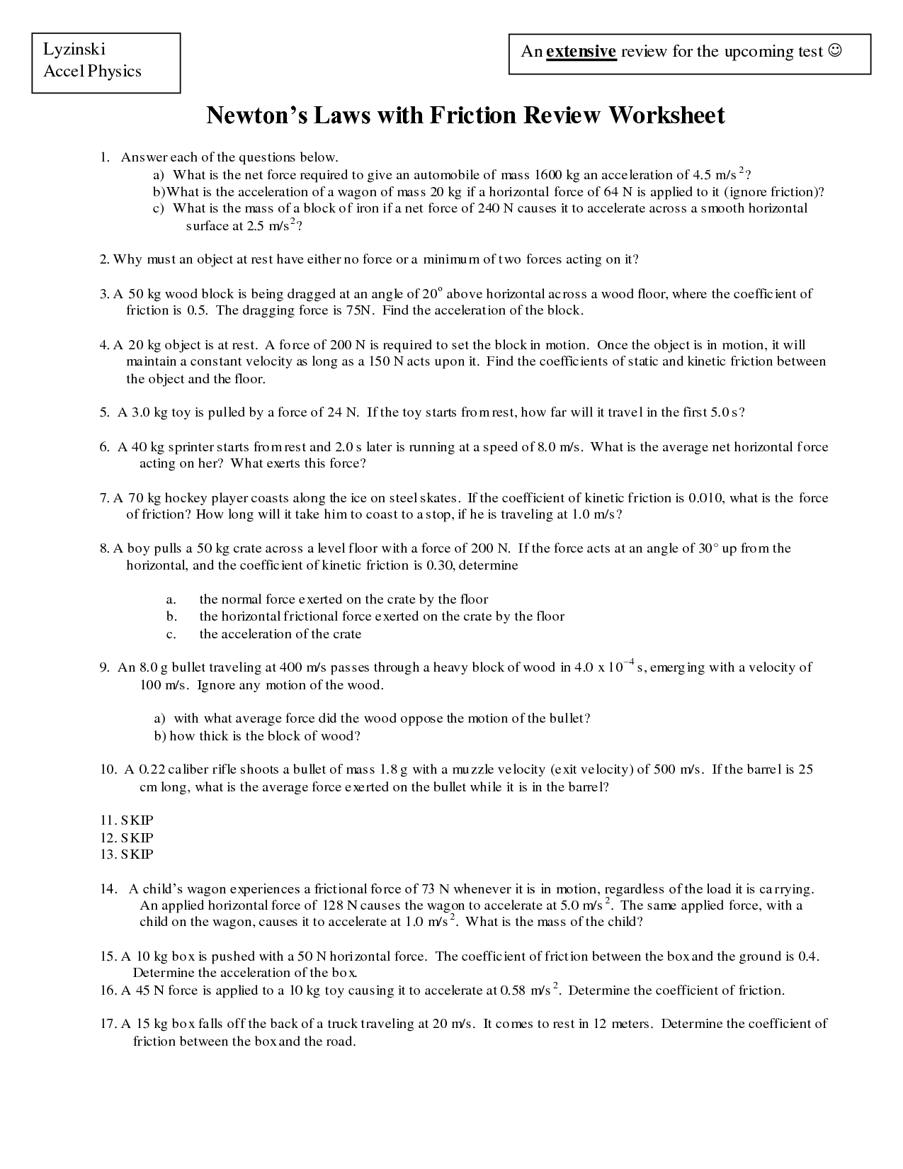 Newton039s 3rd Law Worksheet