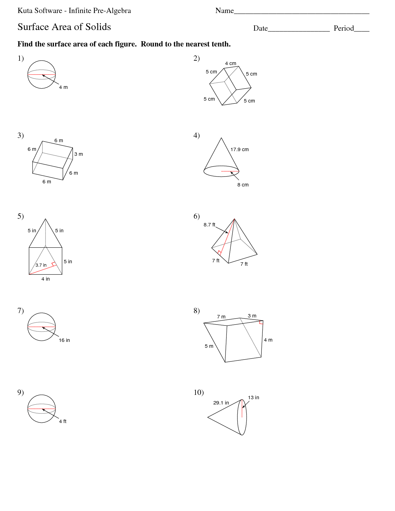 Surface Area And Volume Worksheet Multiple Choice