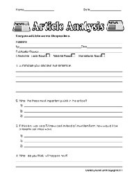 Current Events Worksheet Template Free
