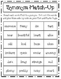 Synonyms 1st Grade Printable
