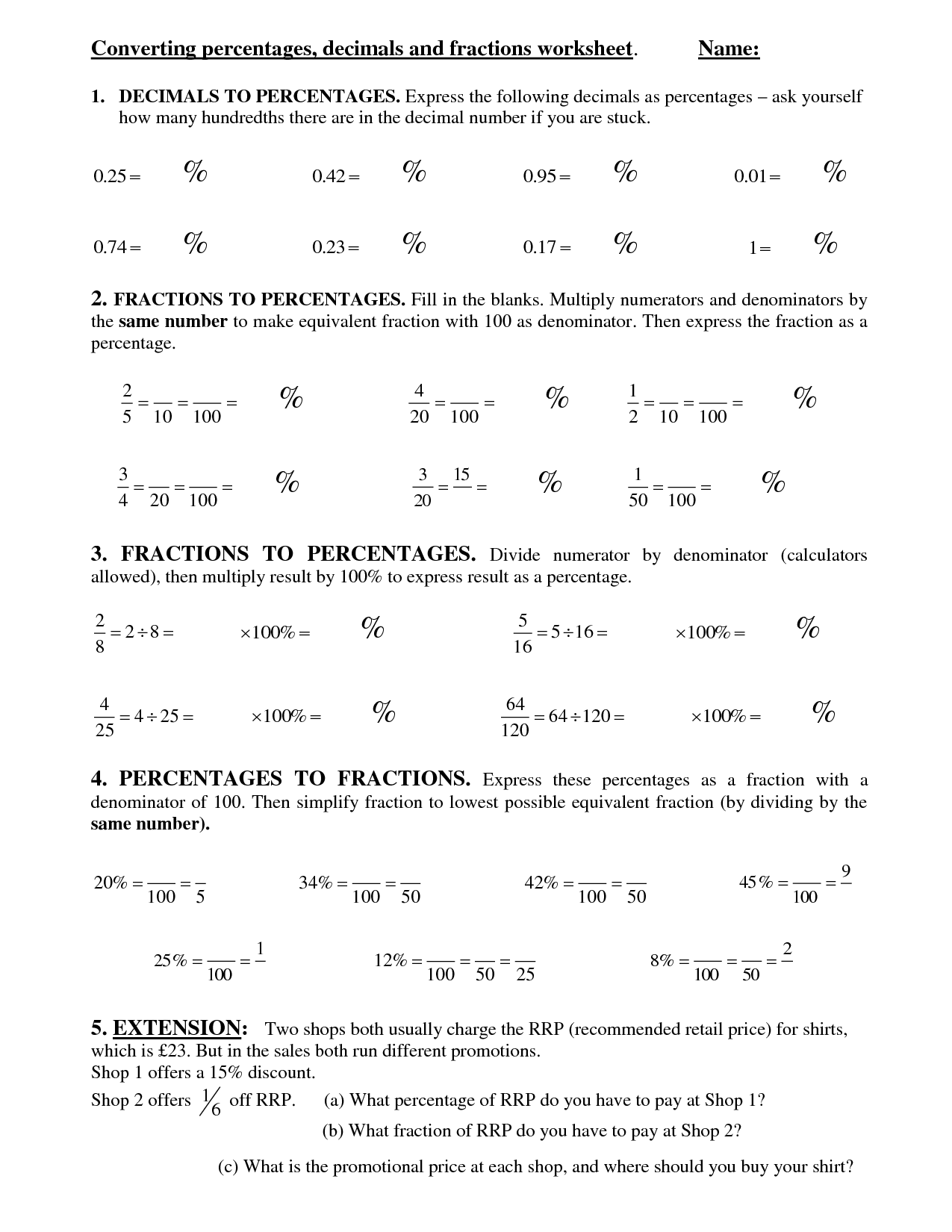 Converting Repeating Decimals To Fractions Worksheets 8th Grade - 1000